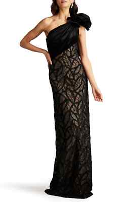 ★新作♪★TADASHI SHOJI プリーツシフォンガウン★ NEW, Tadashi Shoji Caraway One Shoulder Leaf Motif Gown Size