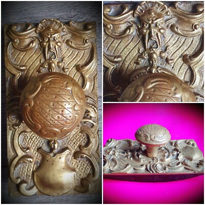 Antique Bronze Blotter Stamp Wildlife Head Decor 19th Century 