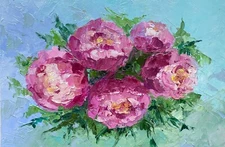 original oil painting Peony Artwork Pink peonies painting flower art floral art
