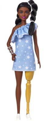 Barbie Fashionistas Puppe mit gedrehten Zöpfen & Beinprothese