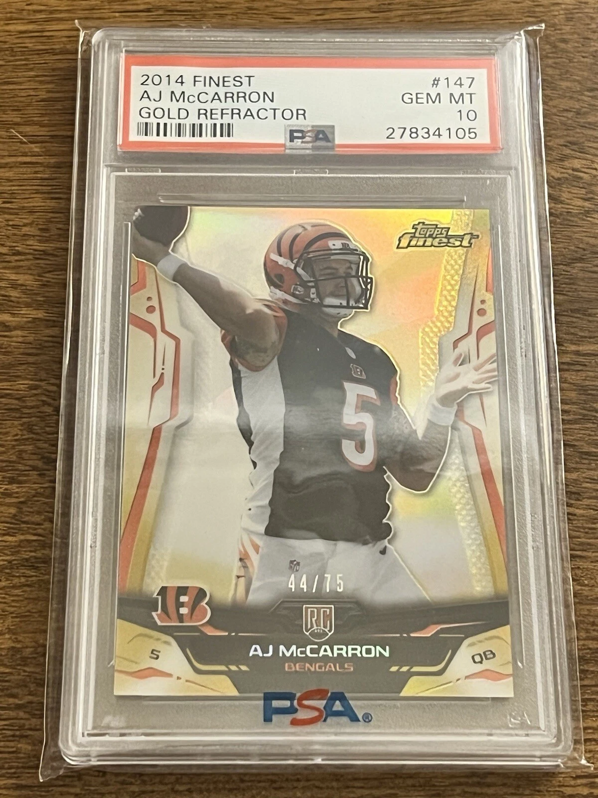 AJ McCarron Finest #147 Gold Refractor