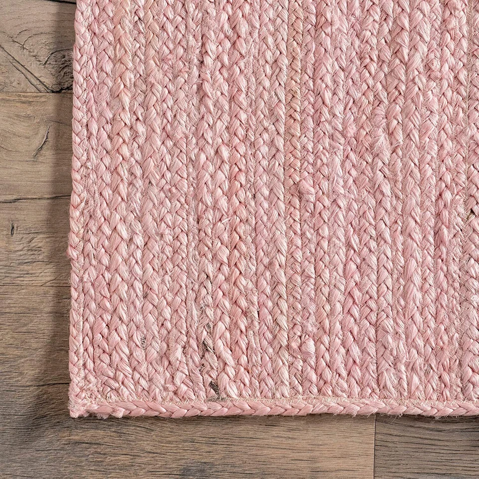 Rug Carpet Pink Color Braided Rectangle Runners Farmhouse Area Rug Living Room - Image 2 of 4
