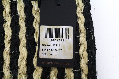 MAISON SCOTCH Women Bag OS Brown Straw Braided Striped Summer Clutch - Picture 3 of 5