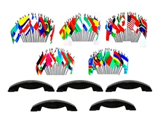 Party Table Flag Centerpieces, 100  4x6 Polyester Mini World Flags With 5 Stands