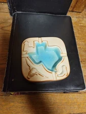 Texas Ashtray Ceramic VTG Novelty Smoking Brown 4 Slot Western 