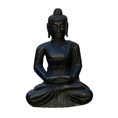 Zen Black Color Stone Carved Sitting Buddha Amitabha Shakyamuni Statue cs5968