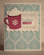 Handmade CHRISTMAS CHEER hot chocolate mug Christmas card kit of 4