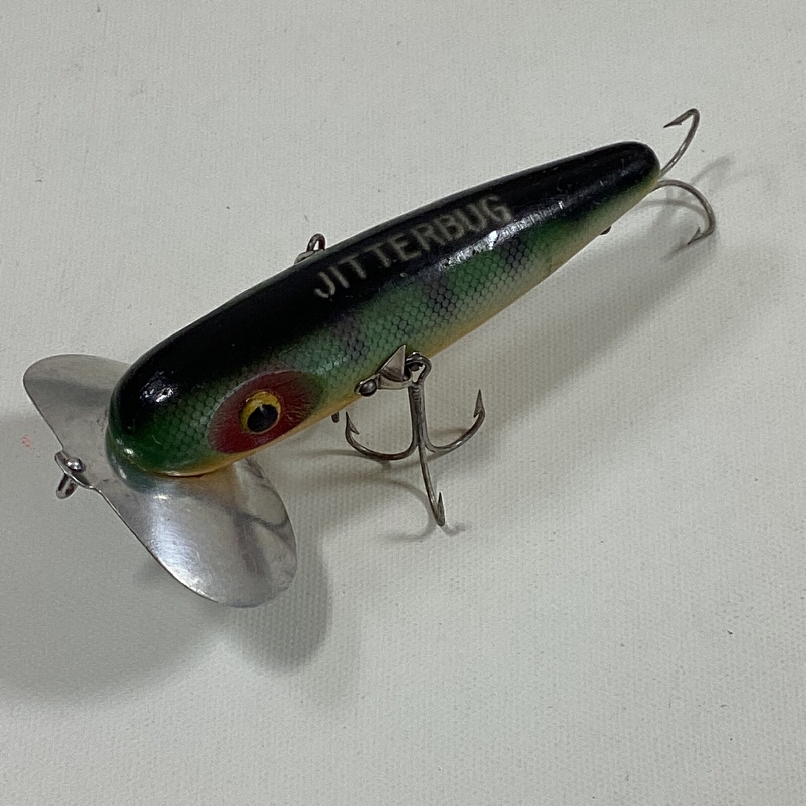 Large Vintage Jitterbug Fishing Lure Green Black Yellow 5" eBay