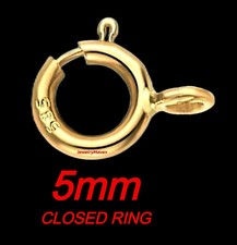 5mm STANDARD WEIGHT 14k Solid Yellow Gold Spring Ring Clasp CLOSED Jump Italy