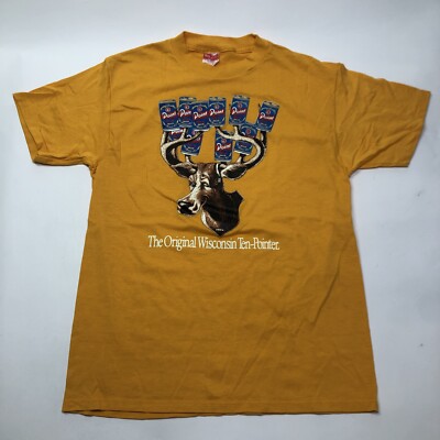 Vintage 80s Point Special Beer Buck Logo Wisconsin Ten Pointer Large T Shirt