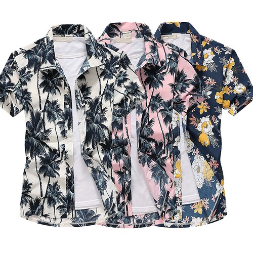 Mens Holiday Hawaiian Short Sleeve Beach Shirt Summer Casual Floral Tops Shirts- - Picture 2 of 30