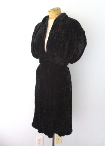 Antique Edwardian black velvet 2-pc wrap slit skirt capelet stole style top M - Picture 2 of 8