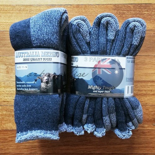 6-14 AUSTRALIAN MERINO WOOL WORK SOCKS CREW HEAVY DUTY EXTRA THICK CHARCOAL GREY - Picture 7 of 9