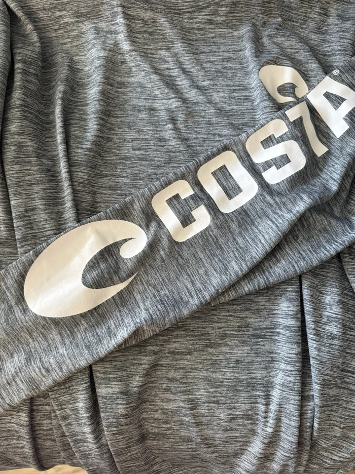 Мужская серая/белая рубашка с длинным рукавом из полиэстера идеальной формы быстрая доставка Costa - Изображение 2 из 3