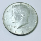 1969-D Kennedy Half Dollar 50c, 40% Silver, Circulated Coin Free Shipping #7402