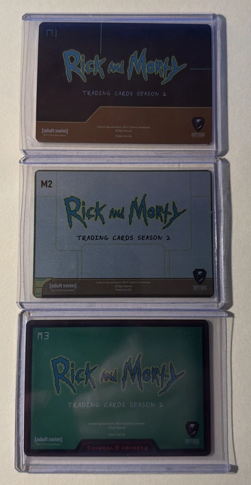 Cryptozoic Rick & Morty Season 2 M1 M2 M3 Convention Exclusive Metal Promo Set - Image 2 of 2