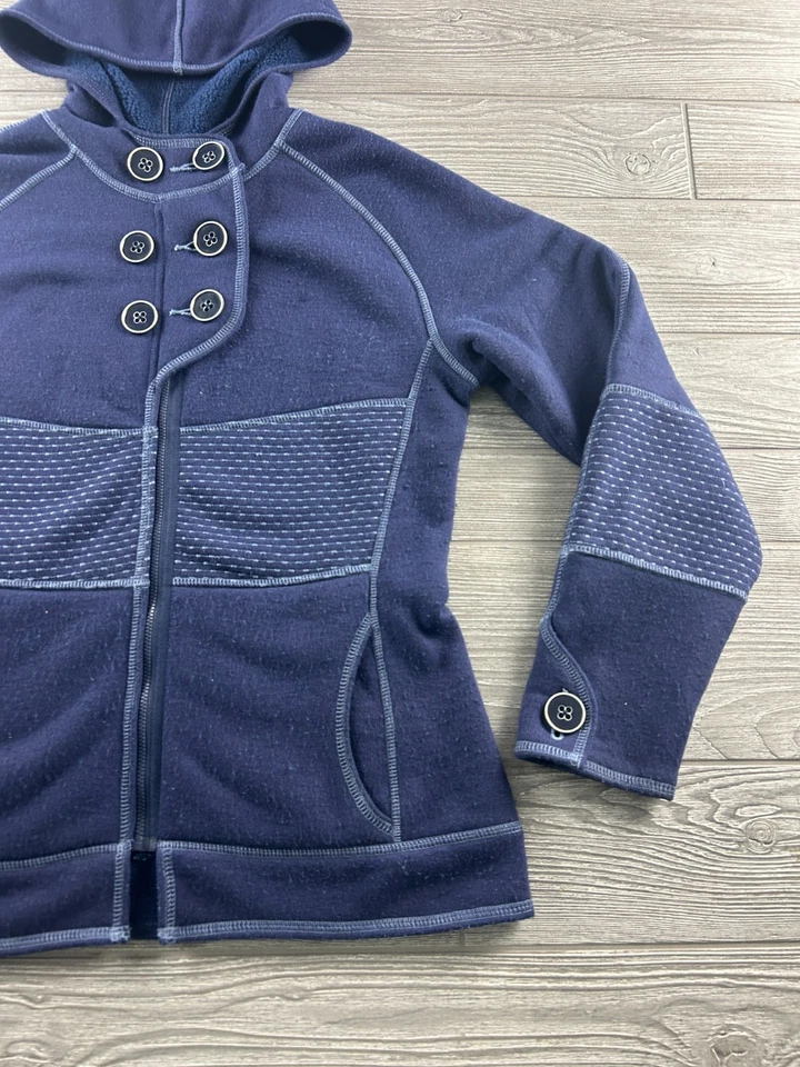 Chaqueta Title Nine Cremallera Completa Talla Mediana Azul Marino Con Capucha Damas Foto 2 de 4