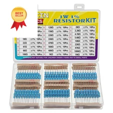 25 Values 1W Metal Film Resistor Kit from 1 Ohm to 1M 1 Watt 1%... 