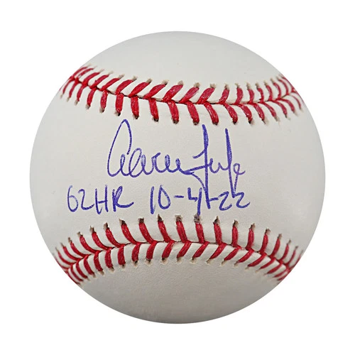 Aaron Judge Yankees Autographed Inscribed 62 HR OMLB Baseball MLB Fanatics Holo