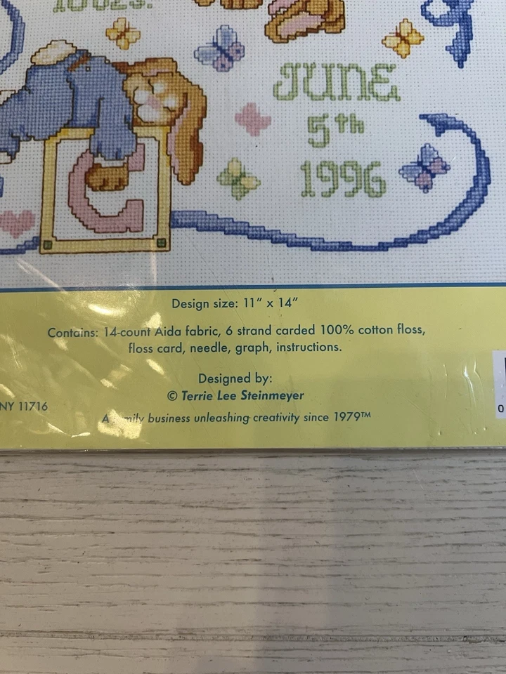 Vintage 1992 Janlynn Baby Counted Cross Stitch Kit Sleepy Bunnies 11”x14” Sealed - Image 3 of 4