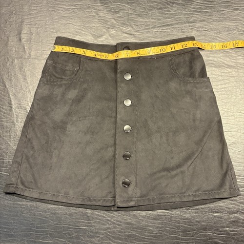 EXPRESS Women's Black Button Up Short Mini Skirt Size 00 Soft Velvety Suede Feel - Picture 3 of 8