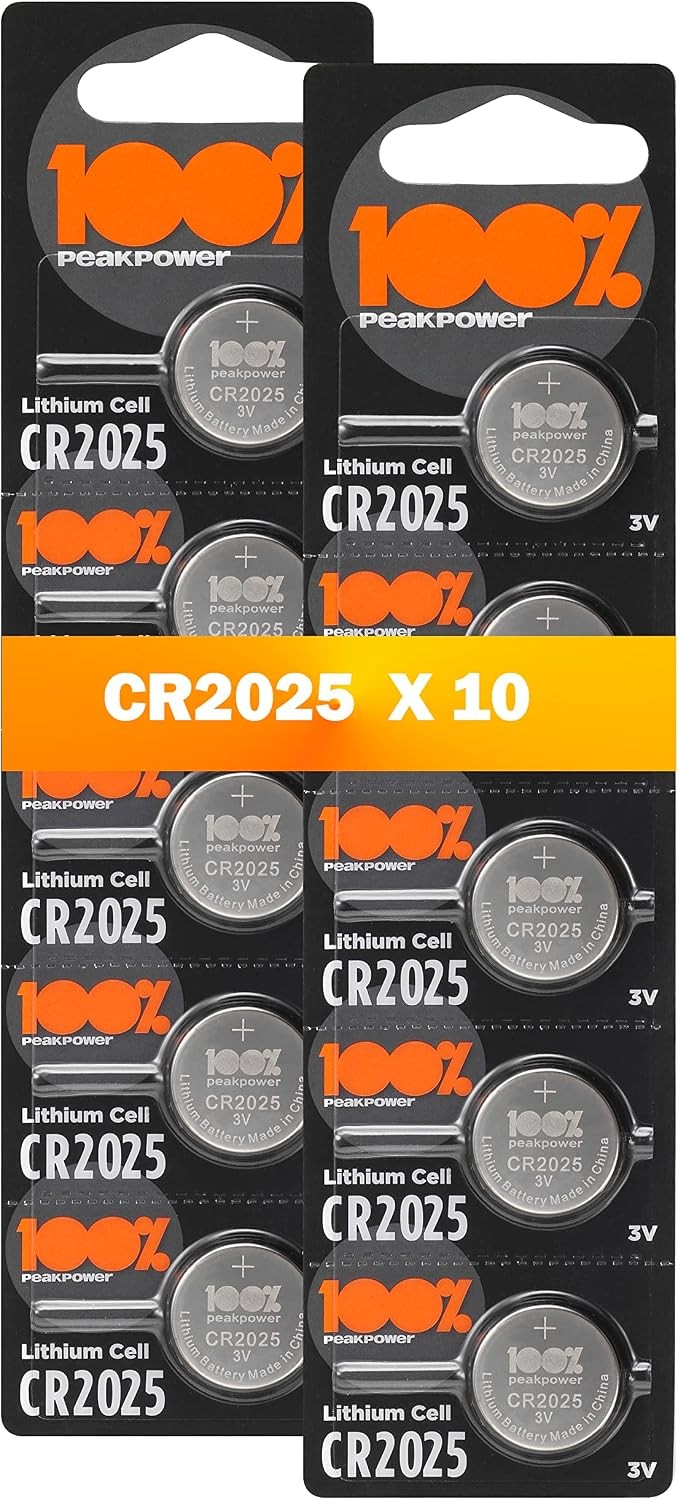 100PP CR2025 Battery 3V Lithium 10 Pack - for Car Keys & Remotes