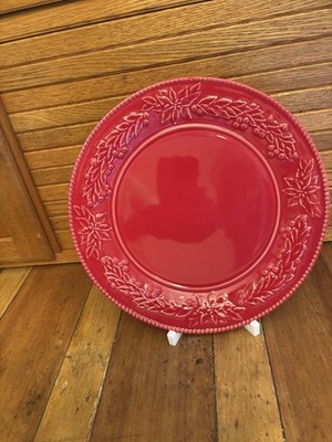 Bordello Pinheiro Red Poinsettia Charger Plate Made In Portugal