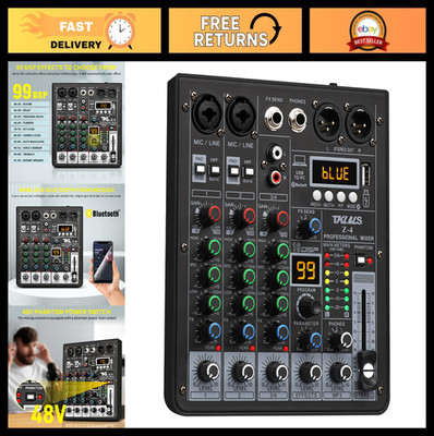 4 Channel Audio Mixer for Podcasting, Compact Console, 99 DSP Effects, 48V Phant