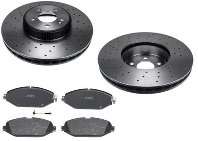 Front Carbon Coated Rotors & EPS Brake Pads For C300 2015-2023 W/ Sport Package