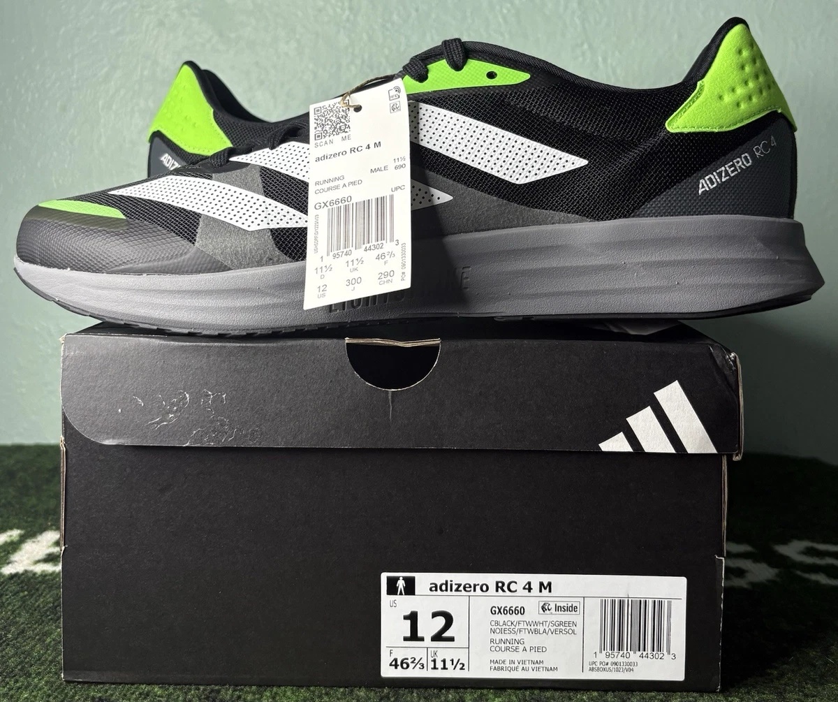 adidas adizero RC 4 M Running shoes Core Black/Cloud White/Solar Green Men 8 New Adidas Adizero RC 4 Black Solar Green for sale | eBay main image 2