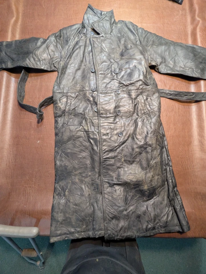 Новый с Ярлыками Giovanni Navarre натуральной кожи Тренч черный мужской полной длины S #VT759 - Изображение 3 из 3