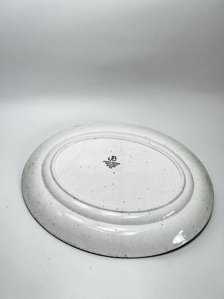 Vintage Ironstone Johnson Bros 'Desert Sand' 14" Oval Platter White w/ Brown - Image 2 of 4