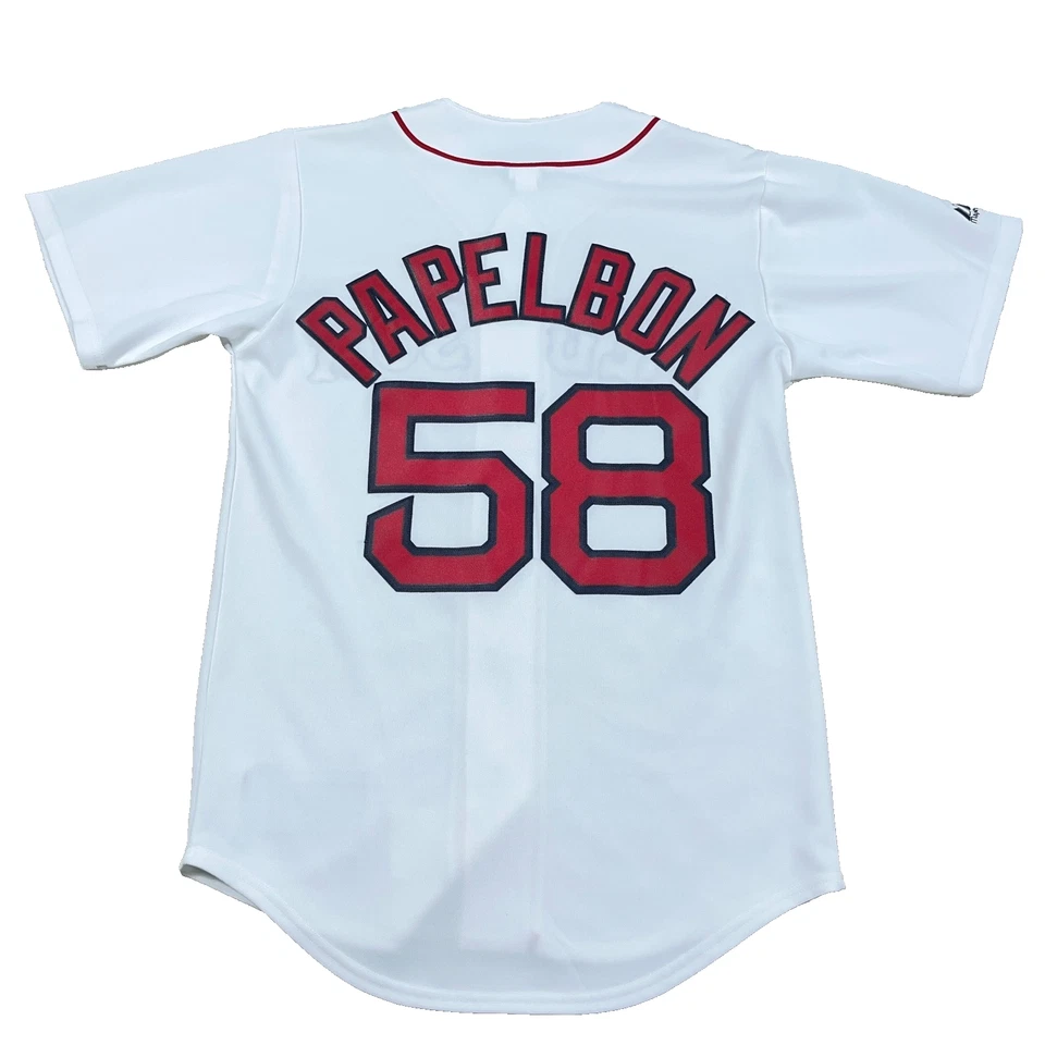 Camiseta de béisbol Boston Red Sox adulto pequeña blanca Jonathan Papelbon majestuosa para hombre Foto 2 de 4