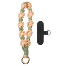 Boho Macrame Keychain Boho Wrist Keychain with T-shaped Pad, Green Orange