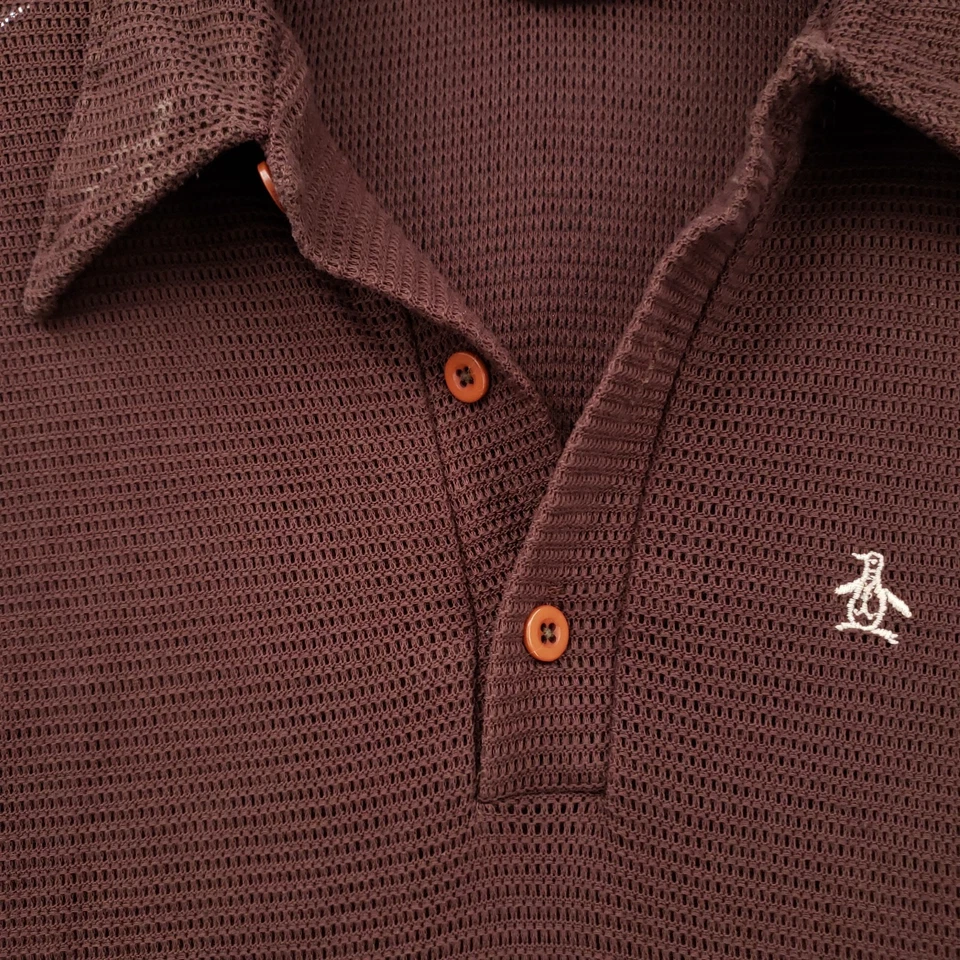 DE COLECCIÓN Grand Slam Munsingwear Penguin Polo Hombres Grande Marrón Ajustado Malla Tejido Foto 4 de 4