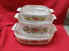 6 pc Set Vintage Corning Ware Spice O' Life Casserole Baking Dishes With Lids