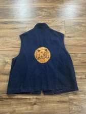 Vintage 60s 70s Denim Vest Sears Talon Zipper Folkart XL/XXL 23x24” True Vintage Vintage 60s 70s Denim Vest Sears Talon Zipper Folkart XL/XXL 23x24” True Vintage - Image 1