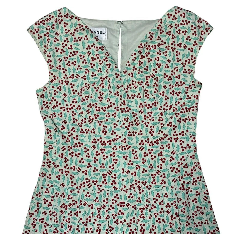 Robe CHANEL sans manches à fleurs longueur 93 cm taille 38 occasion - Photo 3/4