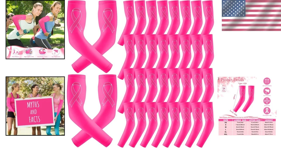 Pink Ribbon Compression Arm Sleeves - Pack of 18 - Image 2 of 4