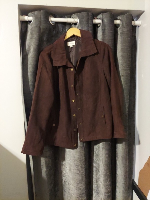 Studio Works Blazer Sz 14 Brown Lined Suede Feel