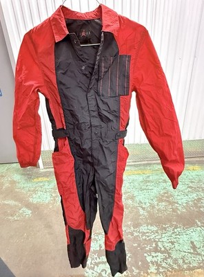 Jordan Essentials Flight Suit Women's Red Black Nylon One Piece Jumpsuit Size S