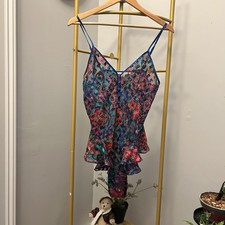 Vintage Victorias Secret gold label jewel tones floral Lingerie Teddy size M