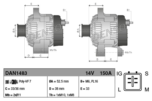 Denso Lichtmaschine Generator 150A 14V FüR Lexus IS III 250 350 AWD-image