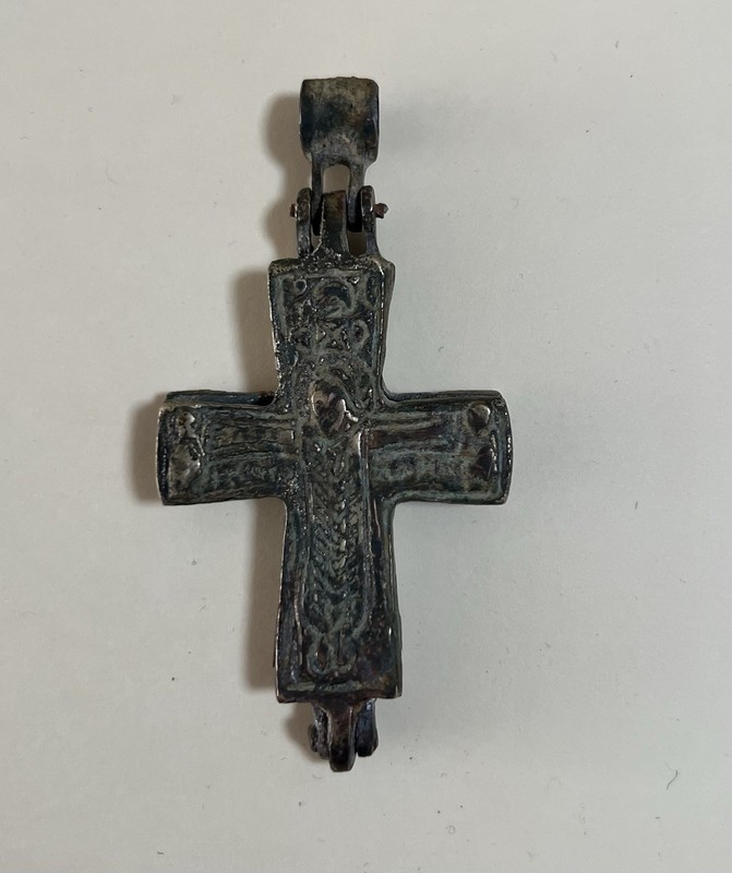 Rare Ancient Byzantine Large Bronze Cross   Christ 7-9 Th Century