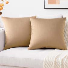 Set of 2 Cozy Velvet Square Decorative Throw Pillow Covers for Couch and Bed, Ta