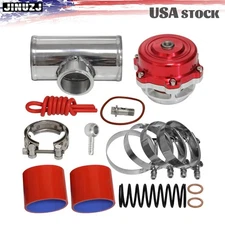50MM 35PSI Boost V-Band Turbo Blow Off Valve BOV+3'' Flange Pipe Hose Kit Red