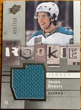 2009-10 SPx Rookie Jersey Jason Demers #132 San Jose Sharks #’d 455/799