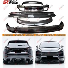 Dry Carbon Fiber Front Rear Lip Side Skirt Spoiler Kit For Porsche Cayenne 19-23 Dry Carbon Fiber Front Rear Lip Side Skirt Spoiler Kit For Porsche Cayenne 19-23