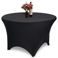 GFCC 3 Foot 36" Black Spandex Fitted Stretchable Round Stretch Tablecloth T...