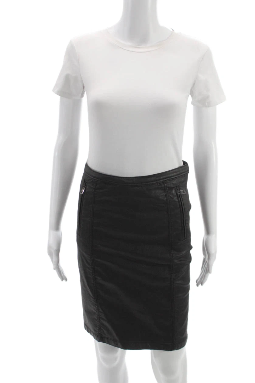 Burberry Brit Womens Straight Pencil Skirt Black Cotton Knee Length Zip Size 8